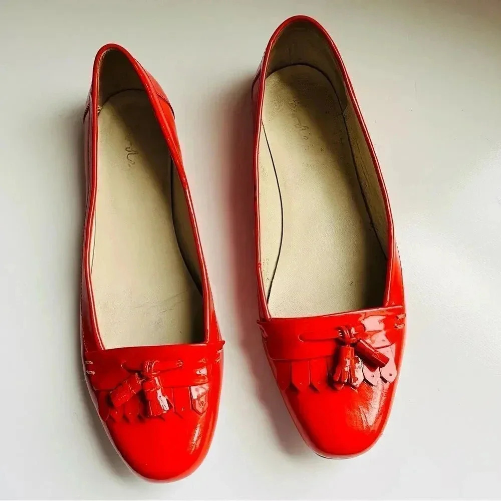Boden Orange Patent Leather Loafer/Flats with Tassel